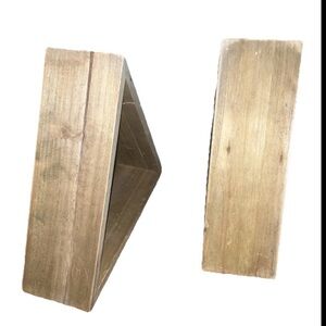 Rustic Brown triangular Wooden floating Wall Shelf set of two